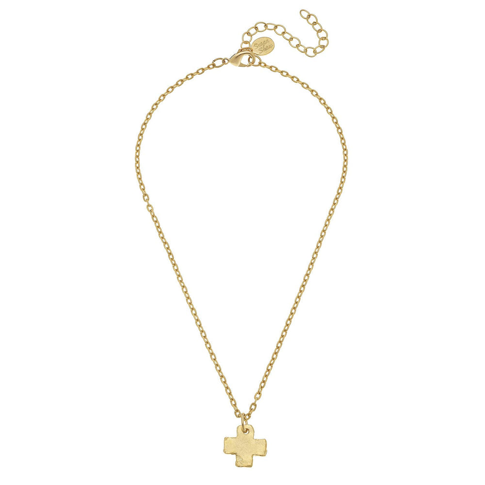 Delicate Gold Cross Necklace-Blue Hand Home