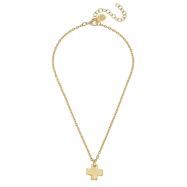 Delicate Gold Cross Necklace-Blue Hand Home