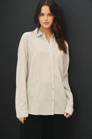 HAIRLINE STRIPE BUTTON DOWN SHIRT-Blue Hand Home