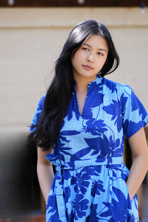 Alice Tie Waist Dress Navy Blue