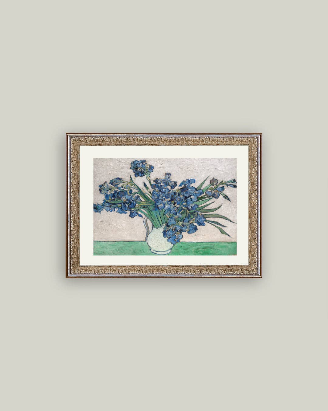 Blue Irises in Vase Framed Antique Art-Blue Hand Home