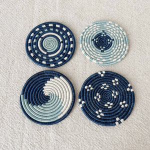 Rususa Coasters Set-Blue Hand Home