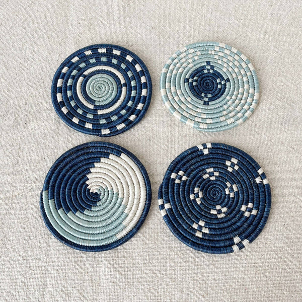Rususa Coasters Set-Blue Hand Home