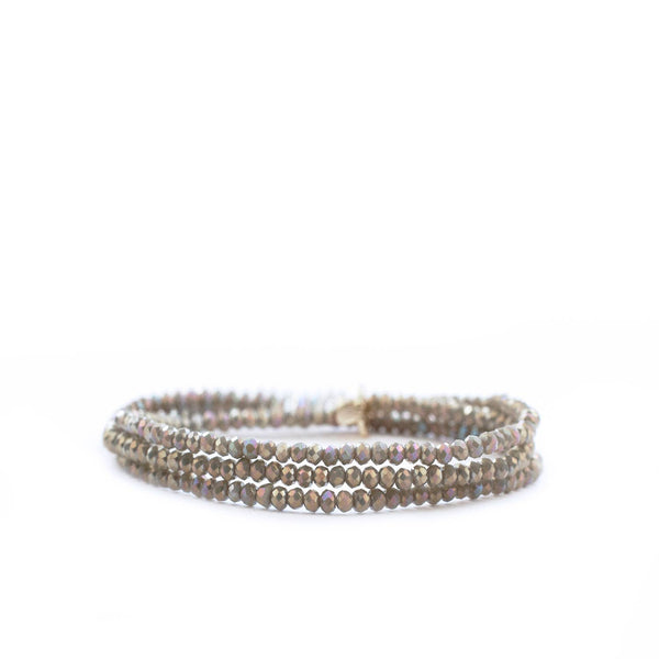 Mini stretch crystal beaded wrap bracelet-Blue Hand Home