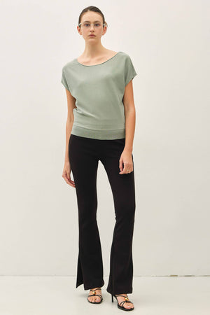 Boat Neck Cap Sleeve Fine Sweater Top