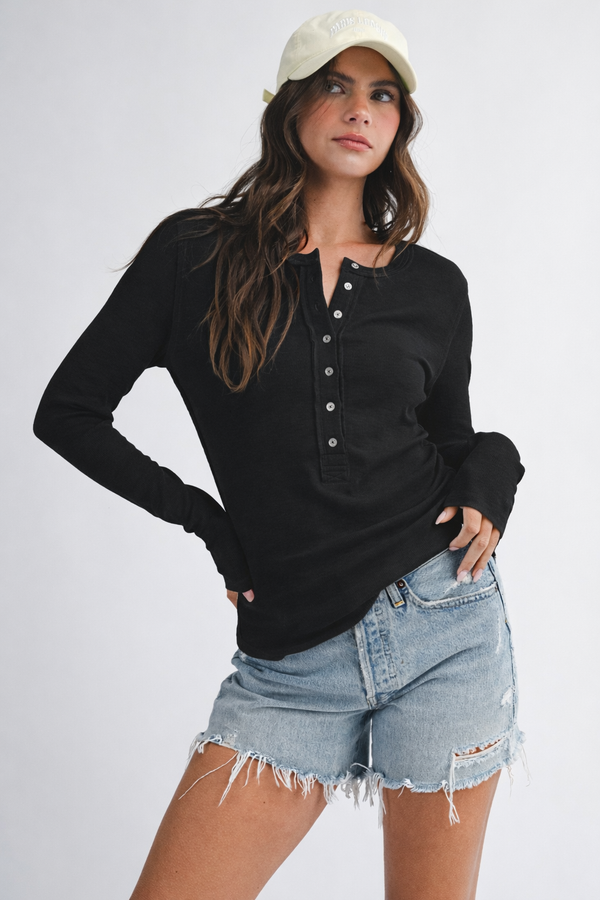 8630hk Henley Long Sleeve Top
