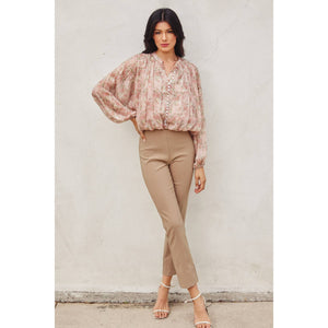 Just Because Button Down Shirred Top-Blue Hand Home