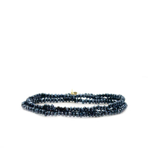 Mini stretch crystal beaded wrap bracelet-Blue Hand Home