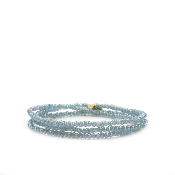 Mini stretch crystal beaded wrap bracelet-Blue Hand Home