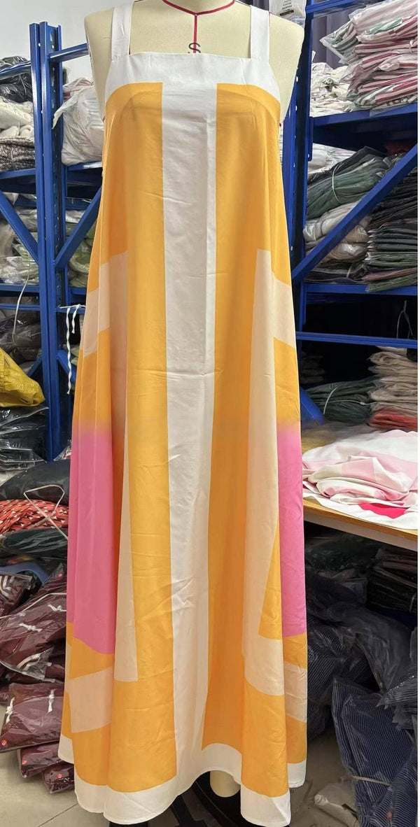 Resort colorblocked swing dress-Blue Hand Home