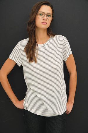 LINEN BLENDED STRIPED RELAXED TEE-Blue Hand Home