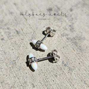 DAINTY OPAL STUD EARRINGS-Blue Hand Home