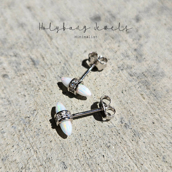 DAINTY OPAL STUD EARRINGS-Blue Hand Home