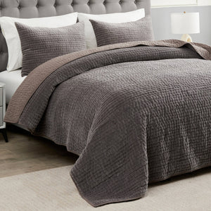 Tamara Velvet Quilt Set-Blue Hand Home