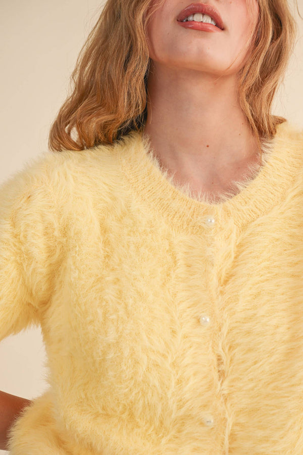 MOHAIR KNIT SHORT SLEEVE SWEATER CARDIGAN MSW11252-Blue Hand Home