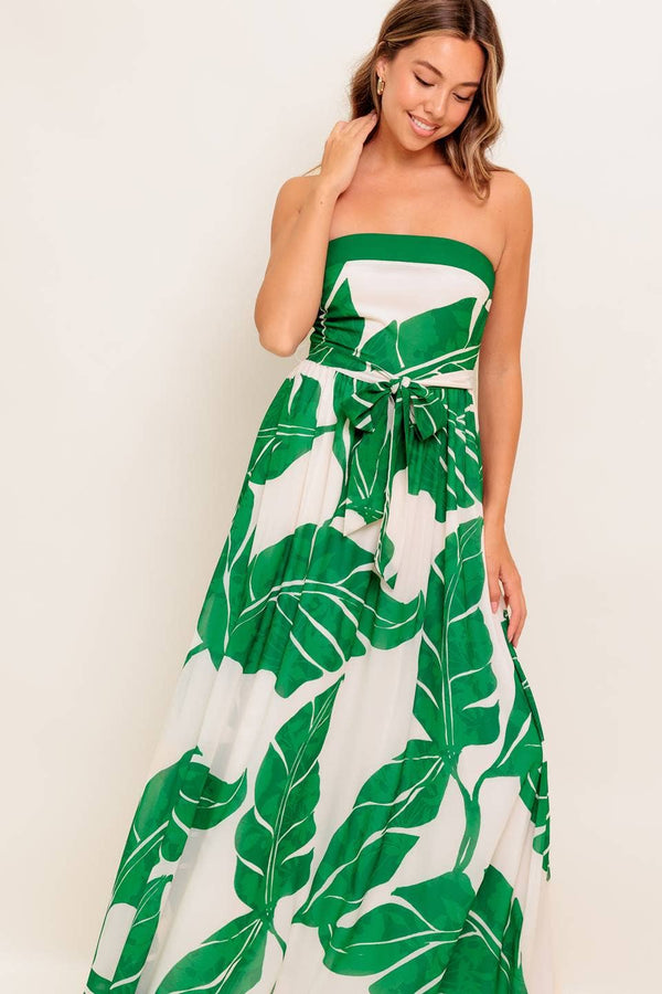 A printed woven ankle dress - ID22476-Blue Hand Home