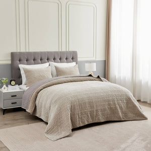 Tamara Velvet Quilt Set-Blue Hand Home
