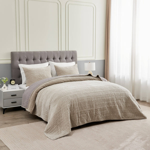 Tamara Velvet Quilt Set-Blue Hand Home