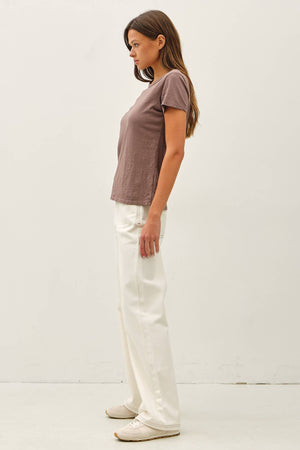 NEW COLOR-GARMENT DYED COTTON SLUB TEE-Blue Hand Home