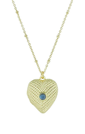 Cassy Heart Locket Necklace-Blue Hand Home