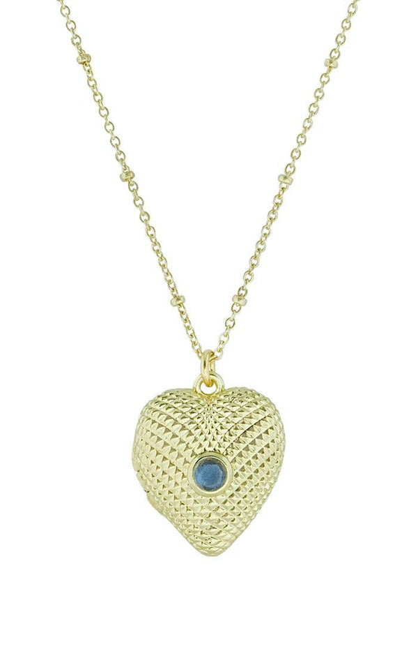 Cassy Heart Locket Necklace-Blue Hand Home