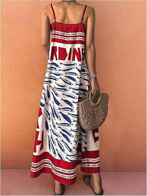 Fresh Sardine Prints Vacation Slip Maxi Dress