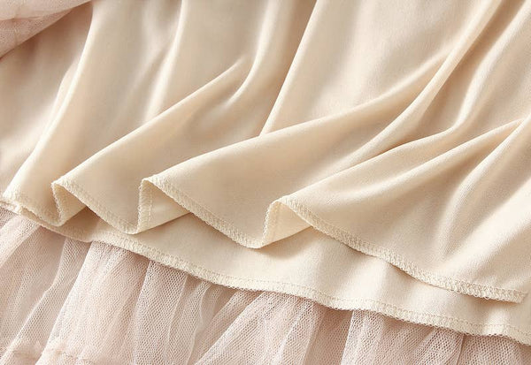 Elastic waist Tulle Tutu Midi Skirt-Blue Hand Home