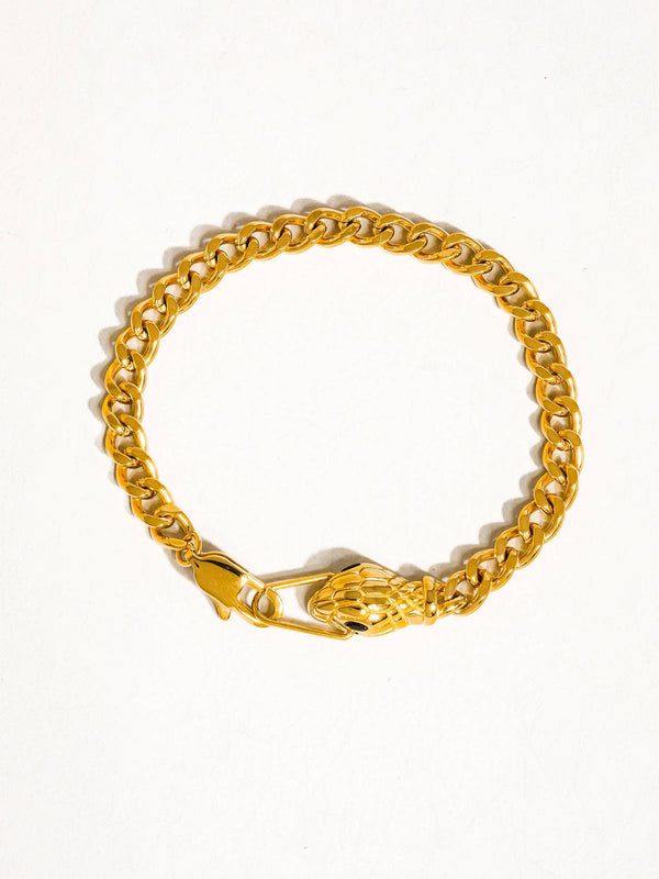Habu 18K Gold Non-Tarnish Serpent Bracelet-Blue Hand Home