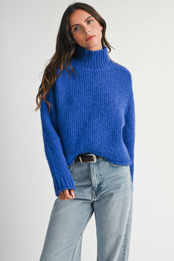 3483ik Soft Brushed Mock Neck Sweater