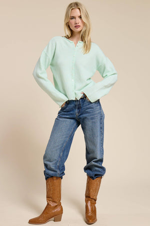 Essential Button Down Cardigan Top-Blue Hand Home