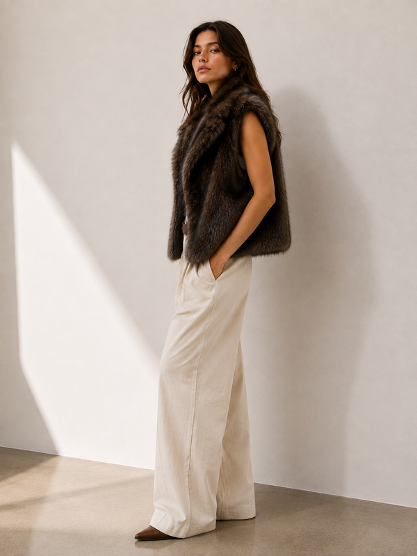 Shelter Island Faux Fur Collar Vest Faux Fur Vest