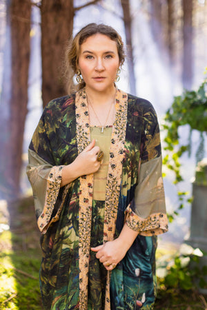 Bella Notte Opera Duster Kimono Robe w/Rabbit & Moon-Blue Hand Home