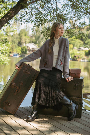 HORSE KNIT SWEATER CARDIGAN MSW10807-Blue Hand Home