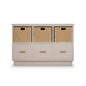 Dakota Storage Unit w/ 3 Drawers & Rattan Baskets-Blue Hand Home