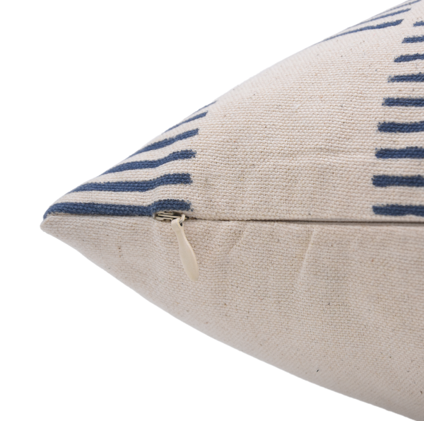 Indian Block Design Duck Canvas Pillow Cover - Zig-Zag-Blue Hand Home