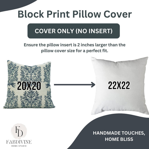 Home Decor Linen Blend Cushion Cover - Vrindavan-Blue Hand Home