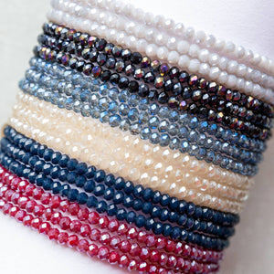 Mini stretch crystal beaded wrap bracelet-Blue Hand Home
