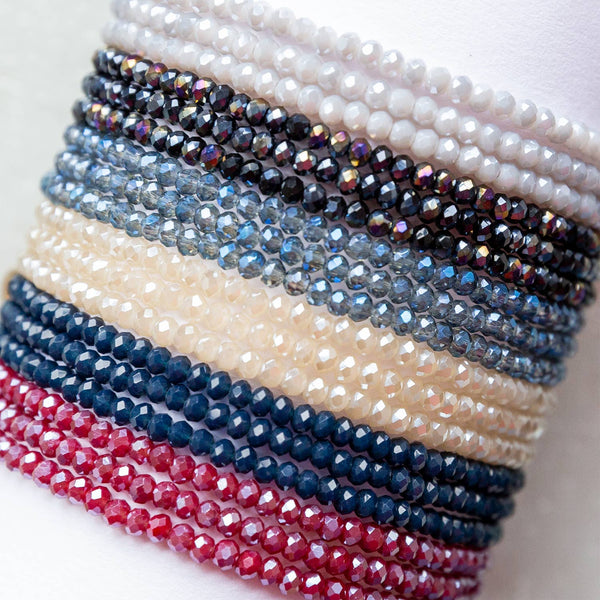Mini stretch crystal beaded wrap bracelet-Blue Hand Home