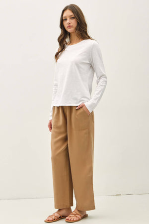 Cotton Slub Crewneck Long Sleeve Tee