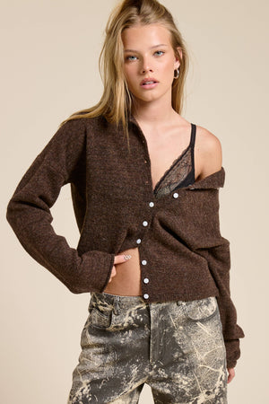 Essential Button Down Cardigan Top-Blue Hand Home