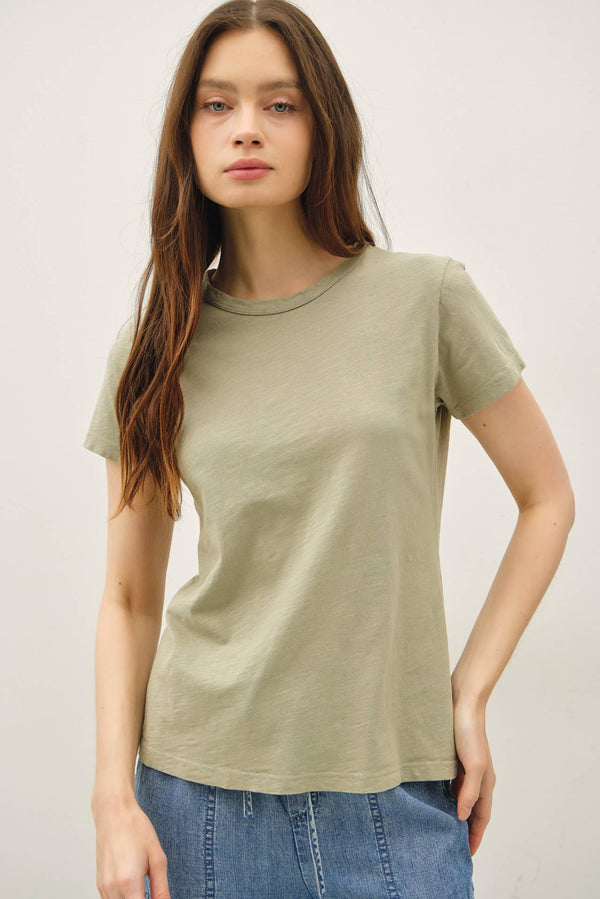 NEW SHADE-GARMENT DYED COTTON SLUB TEE-Blue Hand Home