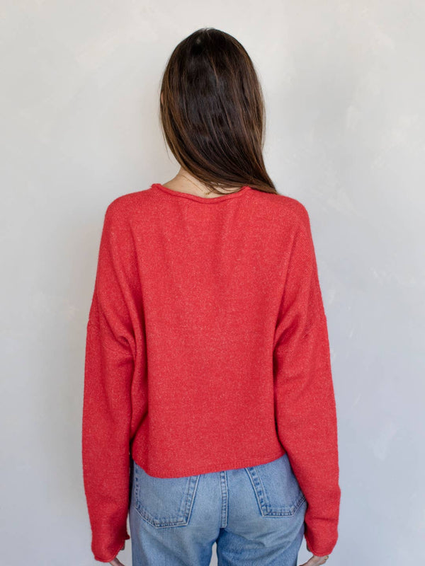 Red Piper Cardigan-Blue Hand Home