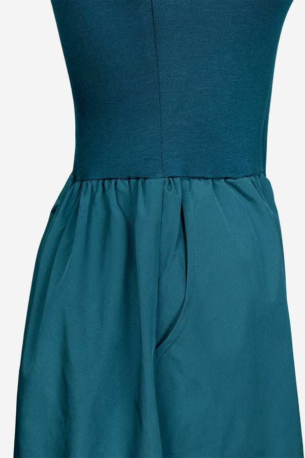 Sleeveless Mock Neck Maxi Dress-Blue Hand Home