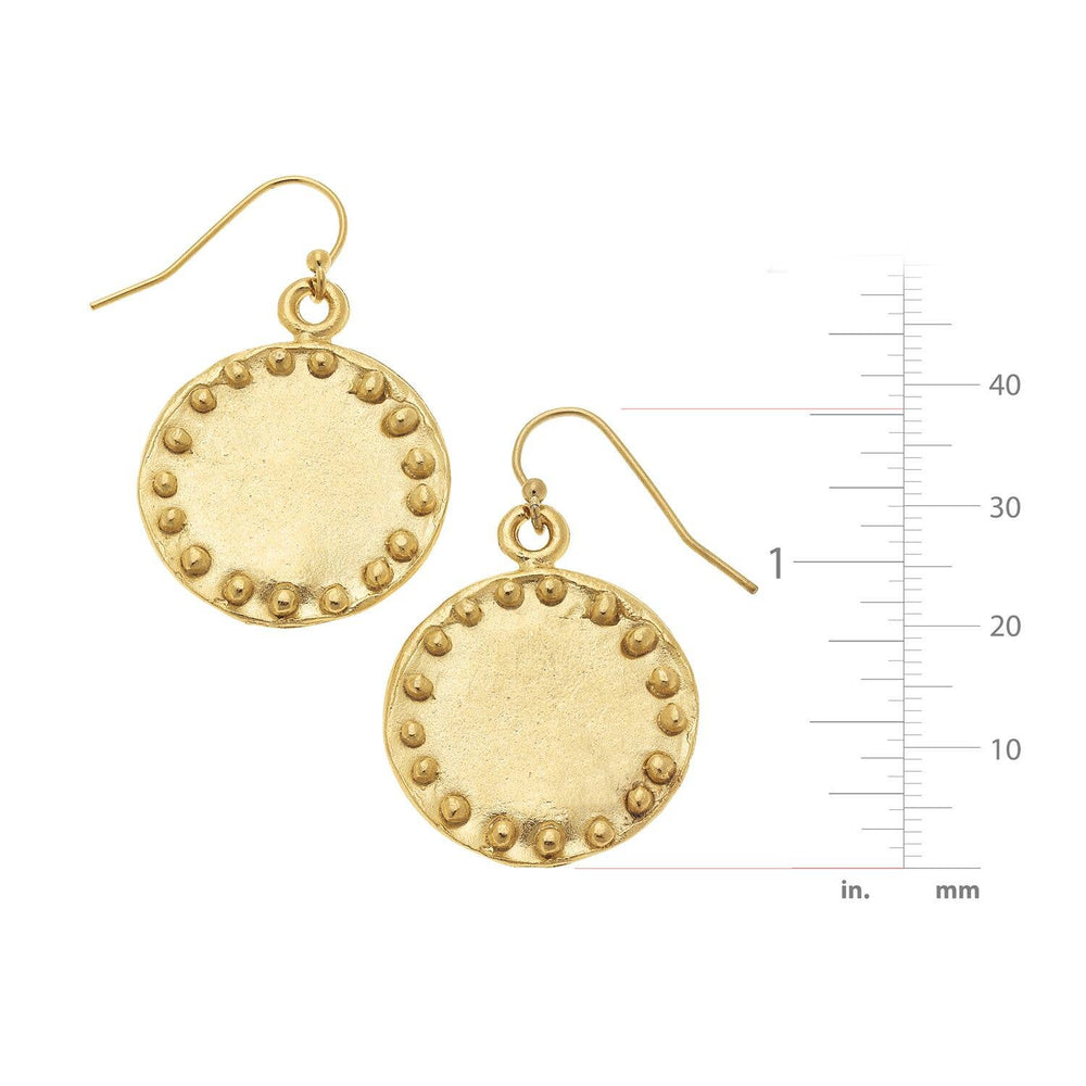 Gold Circle with dots Earrings-Blue Hand Home