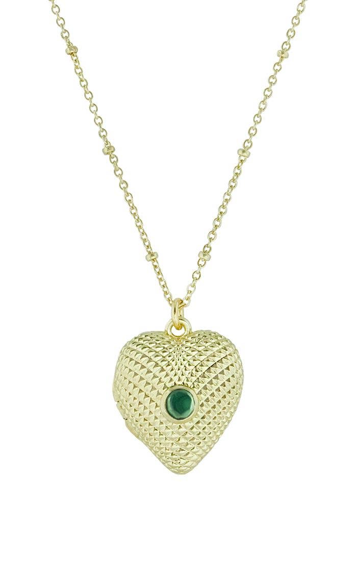 Cassy Heart Locket Necklace-Blue Hand Home