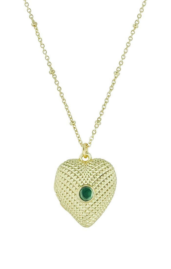 Cassy Heart Locket Necklace-Blue Hand Home