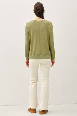 BUTTERY HACCI BRUSHED PULLOVER KNIT TOP-Blue Hand Home