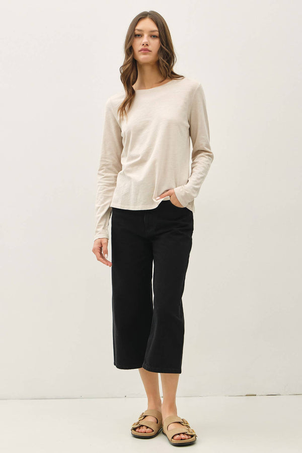 Cotton Slub Crewneck Long Sleeve Tee
