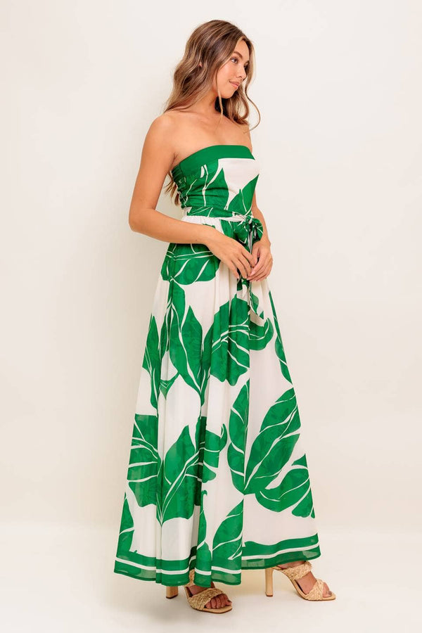 A printed woven ankle dress - ID22476-Blue Hand Home