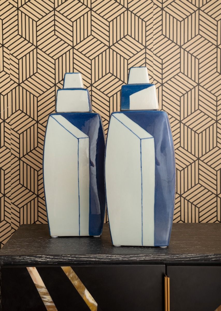 Morandi Vase Pair (Set of 2) / Blue and White-Villa & House-Blue Hand Home